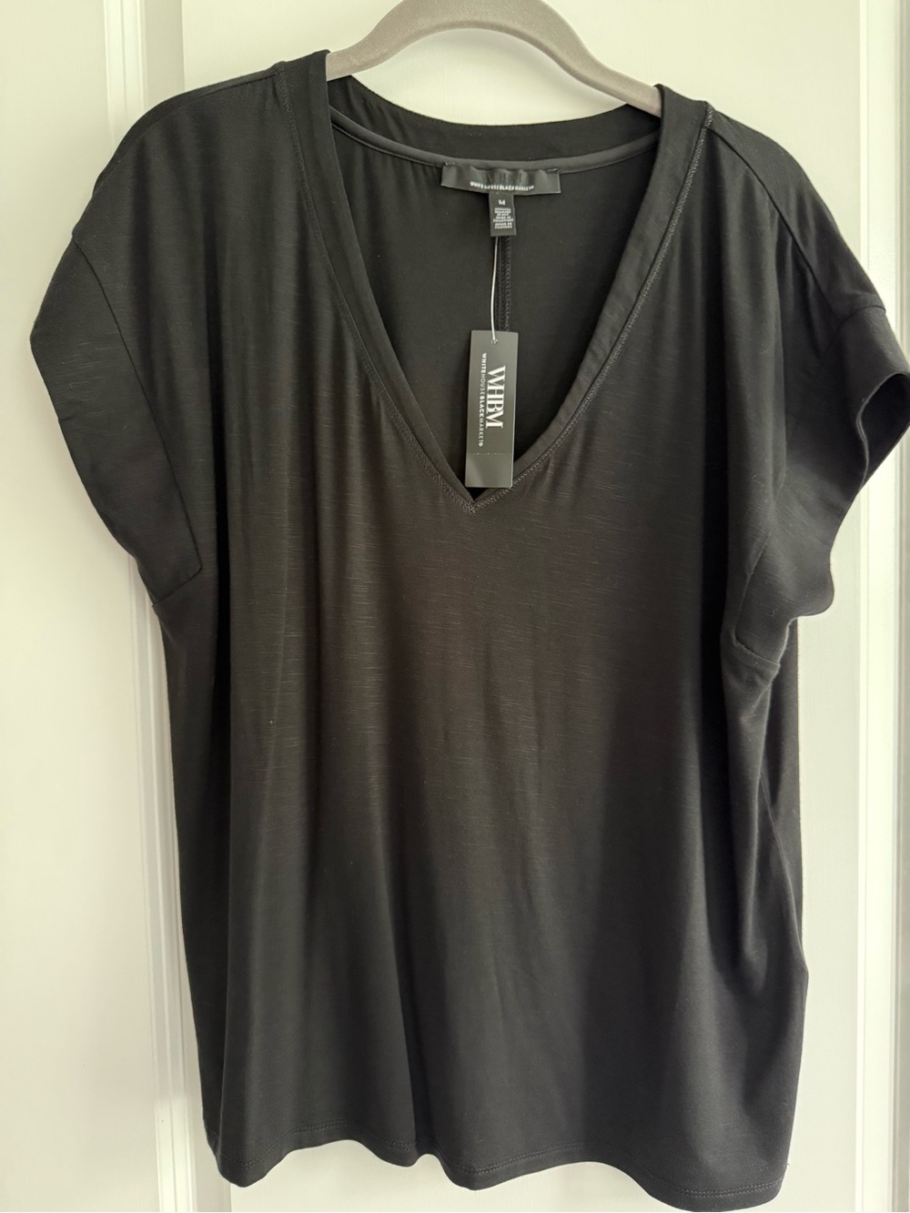 White House Black Market Black V-Neck Short Sleeve Tee